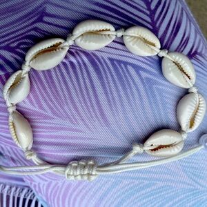 White Cowrie Shell Bracelet adjustable vacation beach anklet